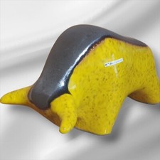 Otto Keramik Ceramic Yellow/Black West German Fat Lava Animal Bull Small