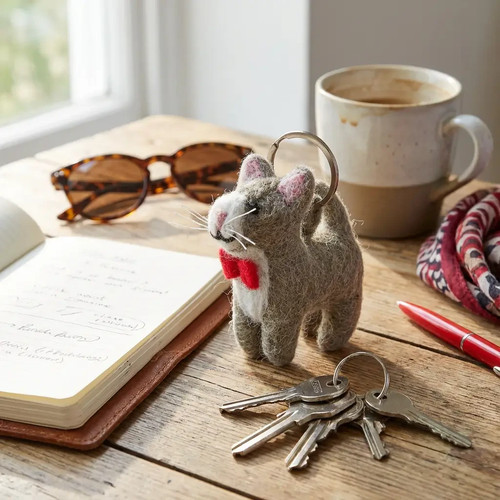Handmade felt cat - cat, ring