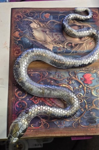 Silver metallic resin snake - metallic,