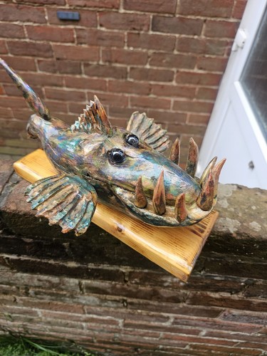 Hand carved wooden fish - carved,