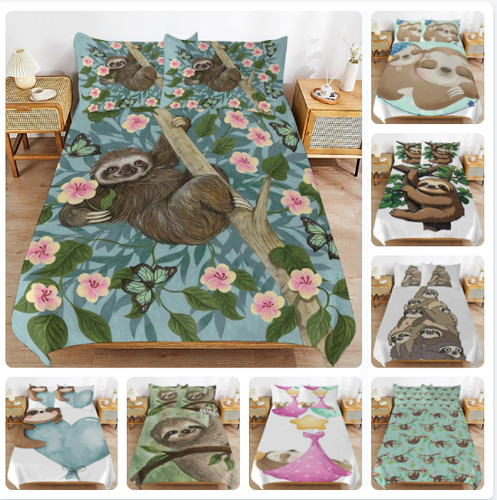 Cozy sloth print duvet cover - print,