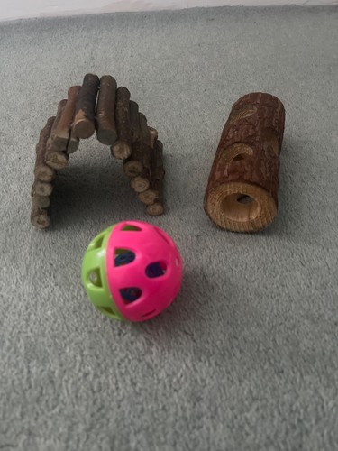 Three hamster accessories and - three,