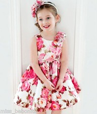 Jasmine Flower Girl Dress Floral Birthday Party Wedding Bridesmaid FREE Headband