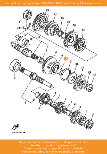 Yamaha collar 90387 253m9 oem - collar,,
