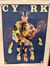 Cyrk - Polish Circus Poster - Vintage Art 24x36” - Clown Hand Print