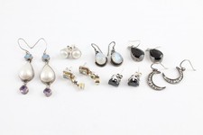 Sterling Silver Earrings Moonstone Smokey Quartz TGGC Cultured Pearl Opal x 8