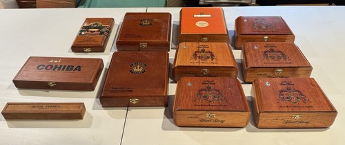 Lot empty wooden cigar - lot,