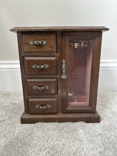 Vintage Wood Jewellery Armoire Organizer Cabinet With Music