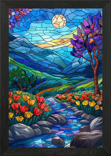 Stained glass landscape - stained,