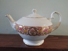 SALISBURY BONE CHINA TEA POT with FLORAL PATTERNED BAND