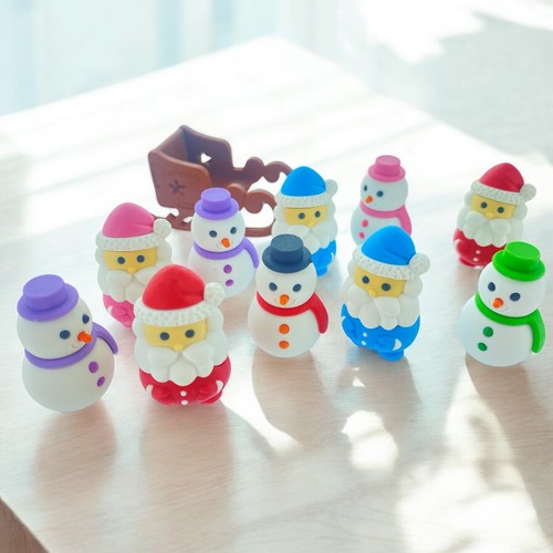 Iwako snowman santa erasers - snowman,