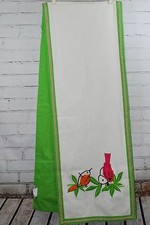 The Company Store BIRDS Table Runner 16x90 100% Cotton Canvas Crewel Embroidery