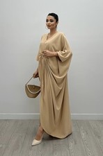 O Ring Pleated Satin Dress