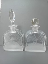 PAIR  OF  ART  DECO  SWEDISH  ORREFORS  GLASS  PERFUME  BOTTLES  SIGNED