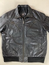 Vintage Leather Biker Jacket Bomber Jacket Black Size XL