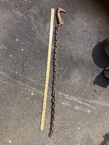 Antique log dog with - antique-log, chain