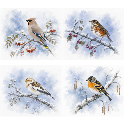 Winter bird placemats - bird, set