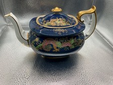 HTF! SPODE COPELAND CHINA ENGLAND DARK BLUE CHINOISERIE DRAGON TEA POT w LID
