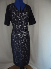 ** SALE **  PER UNA PREMIUM (M&S) LADIES NAVY & CREAM DRESS SIZE UK 14