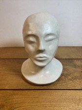 Vintage White Stoneware Ceramic Pottery Mannequin Head Hat Stand Death Mask