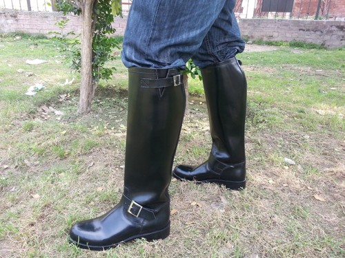 Handmade tall black leather - handmade,