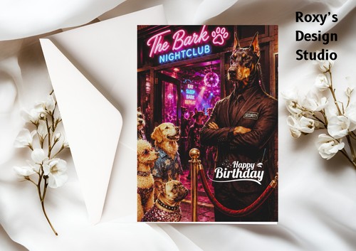 Funny doberman birthday card - funny,