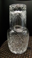 Zawiercie Monika Hand cut lead crystal bedside water carafe & tumbler  1.3kg