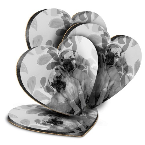 Heart mdf coasters bw - mdf,