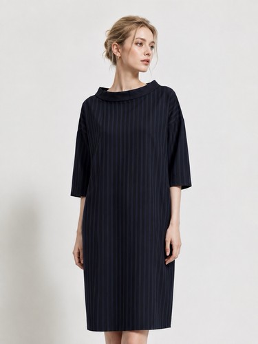 Cos navy stripe cocoon dress - navy,