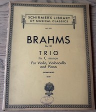 BRAHMS TRIO IN C MINOR OP. 101 PIANO VIOLIN CELLO SHEET MUSIC BOOK (1950's) USA