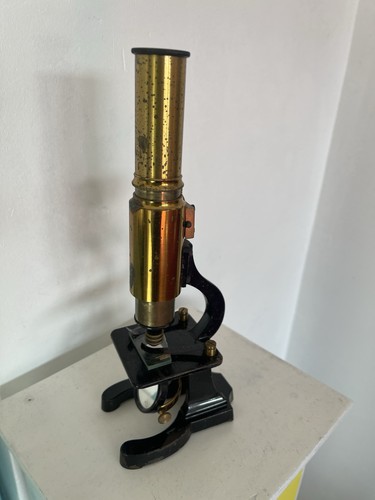 Antique brass microscope - microscope, with
