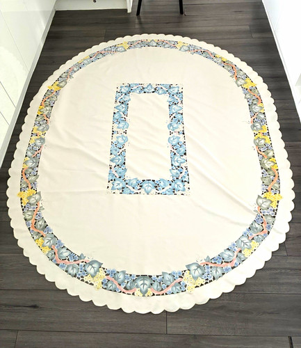 Oval floral fabric tablecloth - oval,