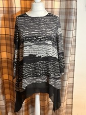 Saloos Size 12 Long Top with Open Back Grey and Black Excellent Condition