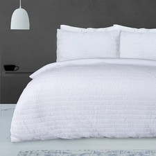 Sleepdown Seersucker Embossed Geometric Textured White Duvet Cover Quilt Pillow