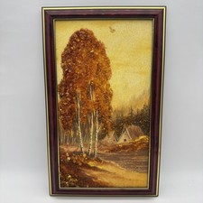 Natural Baltic Amber Landscape Art Pictures Vintage Handmade USSR Soviet Baltic