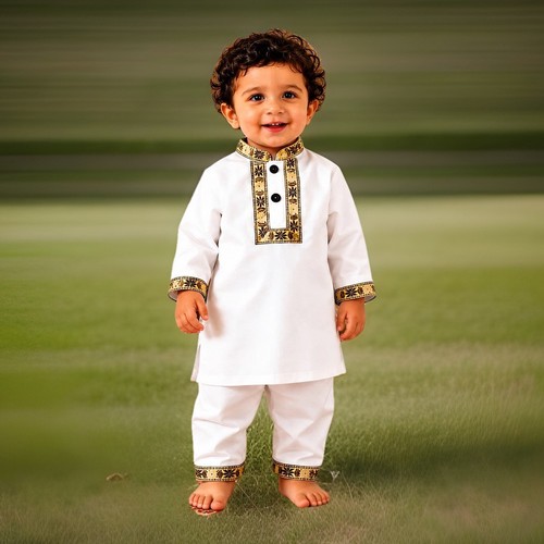 Boys white shalwar - white, kameez