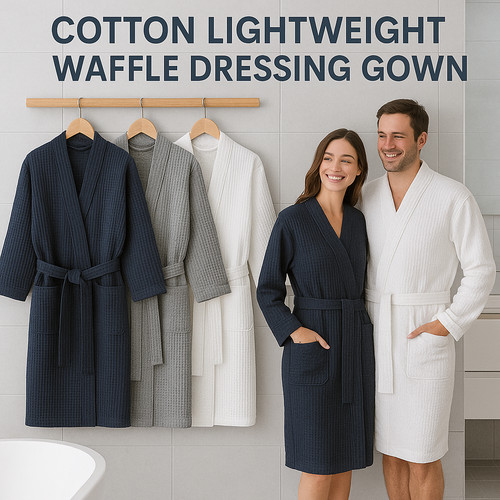 Waffle towel bath robe unisex - bath,