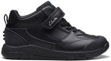 Clarks Boys STEGGY STOMP K Black Leather Dinosaur School Boots