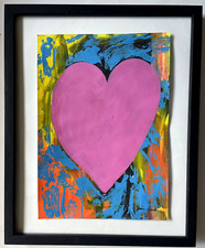 Jim Dine Style Hand Painting Pink Heart Pop Art Love Expressionist Graffiti E3