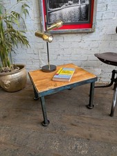 Vtg Retro 50s 60s Mid Century Industrial Factory Steel Side Coffee Lamp Table
