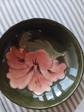 Vintage Moorcroft Hibiscus Green Flowered Bowl