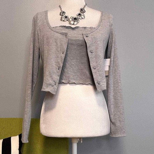 Grey ribbed crop top - ribbed,