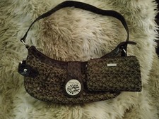 Gracie Mae Ladies Medium Handbag And Purse - Brown and Flower Pattern