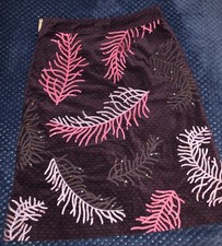 ?Stunning White Stuff dark plum tone feather embroidered velvet skirt size 8 ?