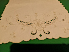 Vintage Centrepiece for a Dining Table - Cream with Embroidered Ends