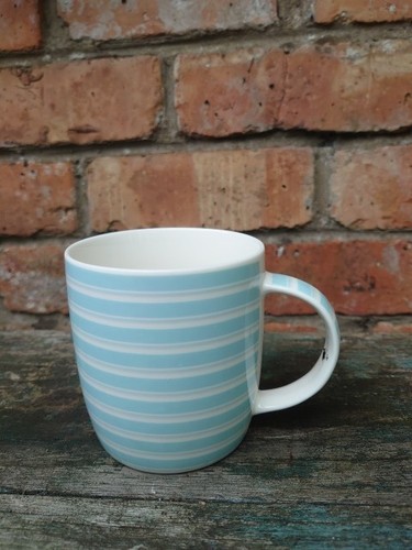 Striped blue white mug - &,