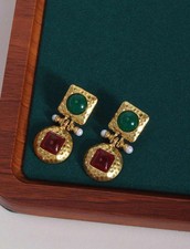 Fashionable Classic Retro Multicoloured Texture Metallic Vintage Earrings