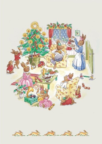 Vintage christmas card rabbit - vintage,