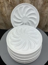 Set 6 X Tapas Shrimp Muscles Buffet Plates White Porcelain Stunning 9 Inches