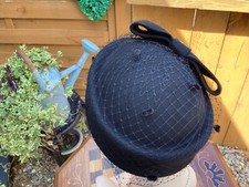  Vintage Style Hat Black felt With Black Netting 